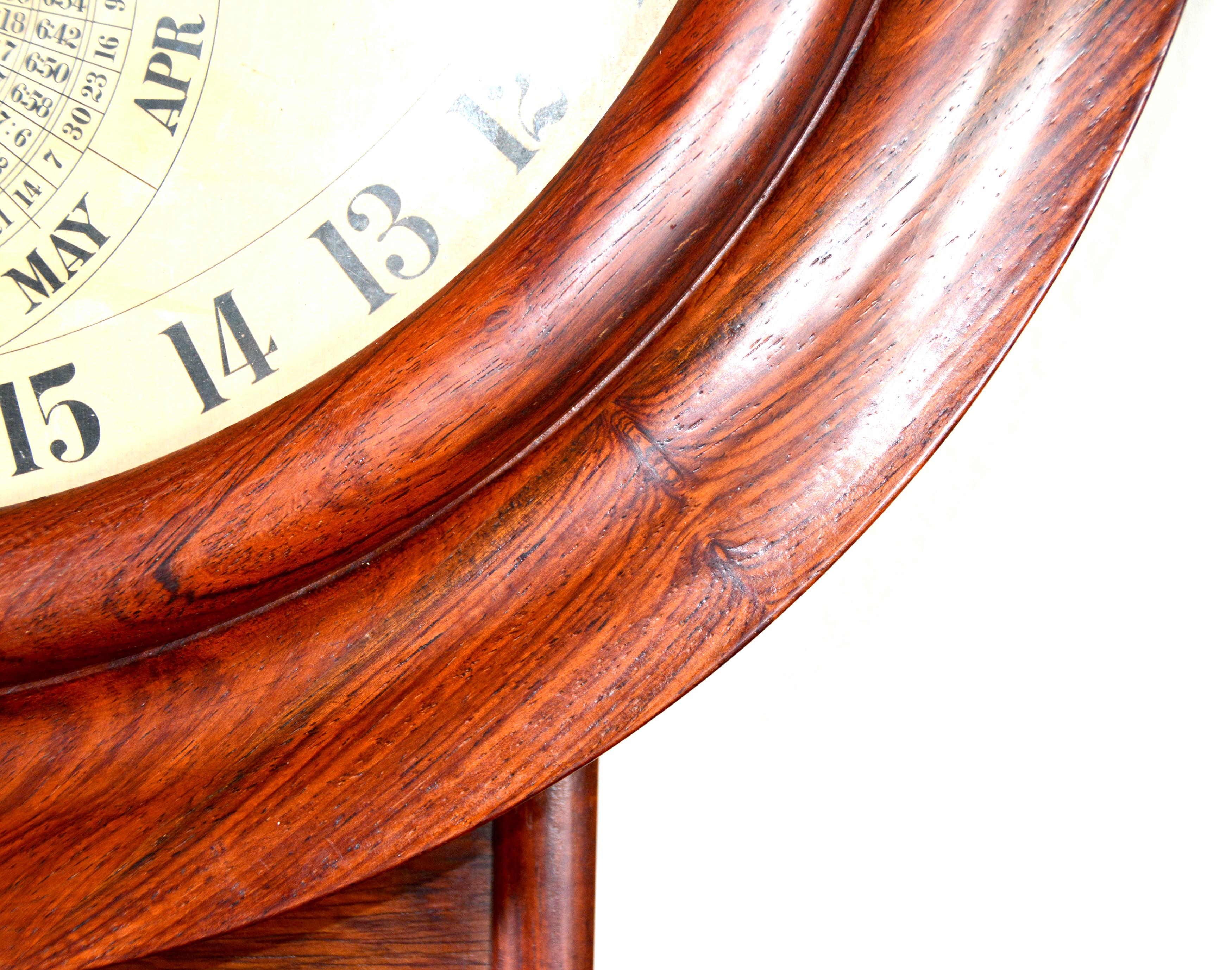 Solid Rosewood Welch Gale Drop 5 Dial 6 Hand Complication Calendar Wall Clock 1