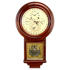 Solid Rosewood Welch Gale Drop 5 Dial 6 Hand Complication Calendar Wall Clock