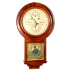 Horloge murale Welch Gale Drop en bois de rose massif, 5 cadrans, 6 aiguilles, calendrier à complications
