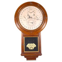 Vintage Solid Rosewood Welch Gale Drop 5 Dial 6 Hand Complication Calendar Wall Clock