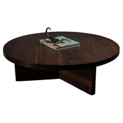 Solid Round Coffee Table in Peruvian Walnut with Smooth Finish by No Age Studio