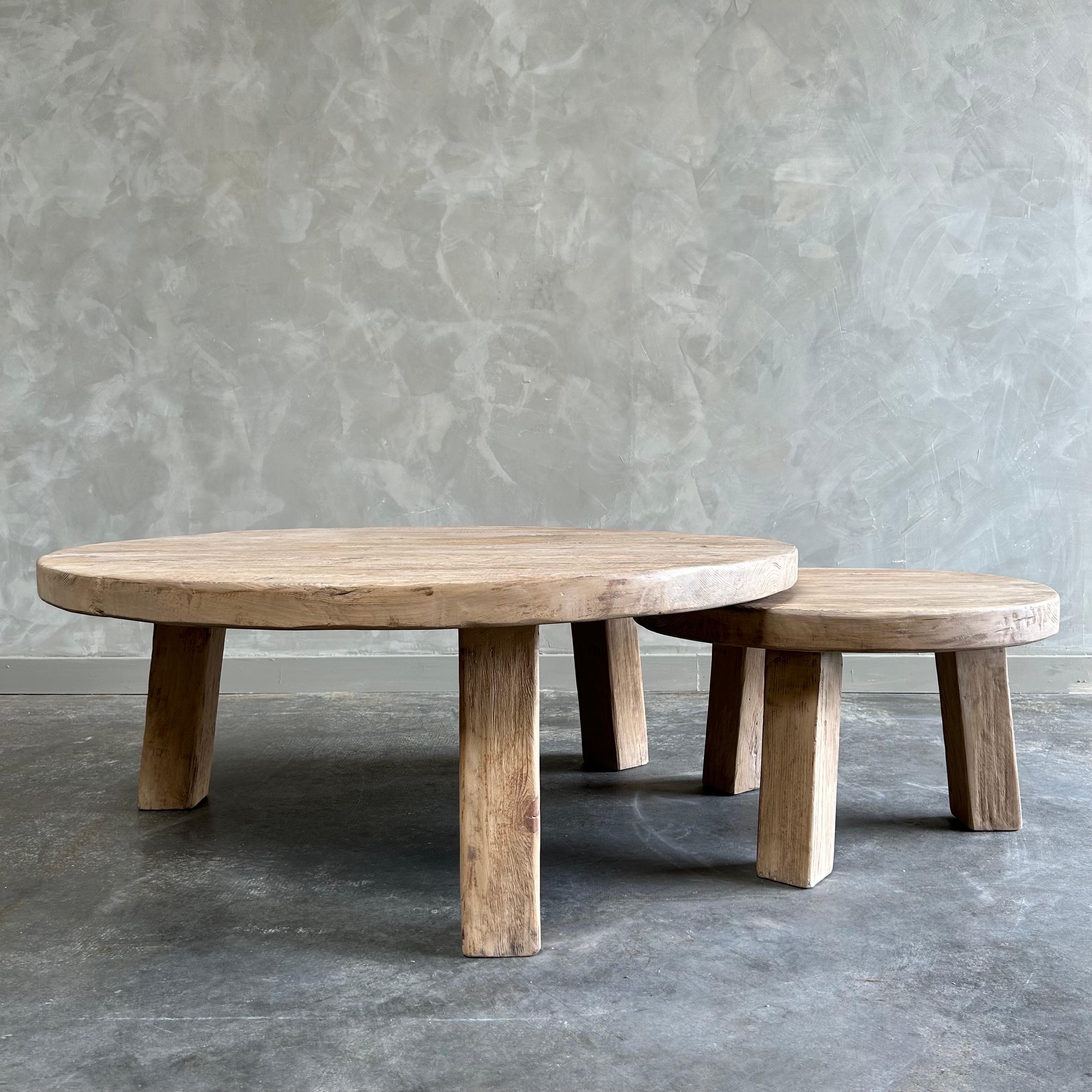 Nesting cocktail table.

Nesting cocktail table. Solid elm wood finished with a natural wax.

By bloom home inc. these old elm timbers show in its most primal, natural form. The artisanal construction methods highlight the elm woods beautiful grain