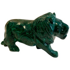 Vintage Solid Russian Malachite Lion