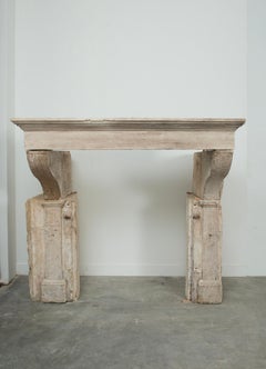 Solid, Rustic French Limestone Fireplace Mantel 18th Century