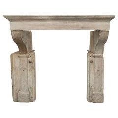 Solid, Rustic French Limestone Fireplace Mantel 18th Century
