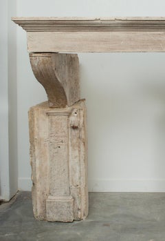 Solid, Rustic French Limestone Fireplace Mantel 18th Century