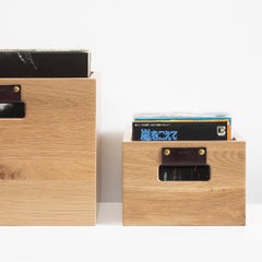 Crate pour disques en chêne rustique massif à queue d'aronde pour 7"/45 Rpm, en stock