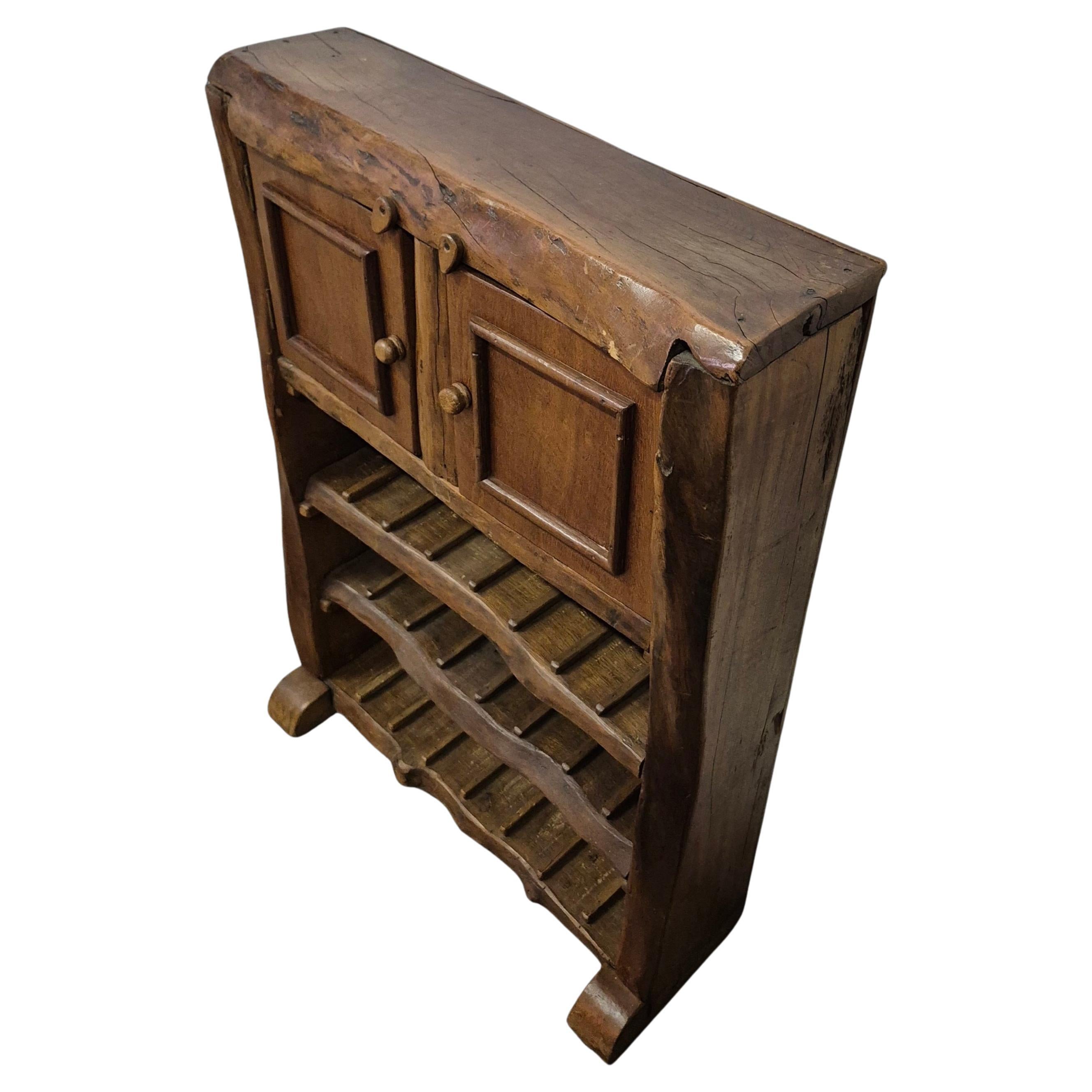 Solid rustic oak natural dry bar, France 1950s