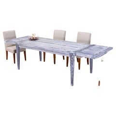 Solid Sandblasted Weathered Oak Mid Century Extension Dining Table