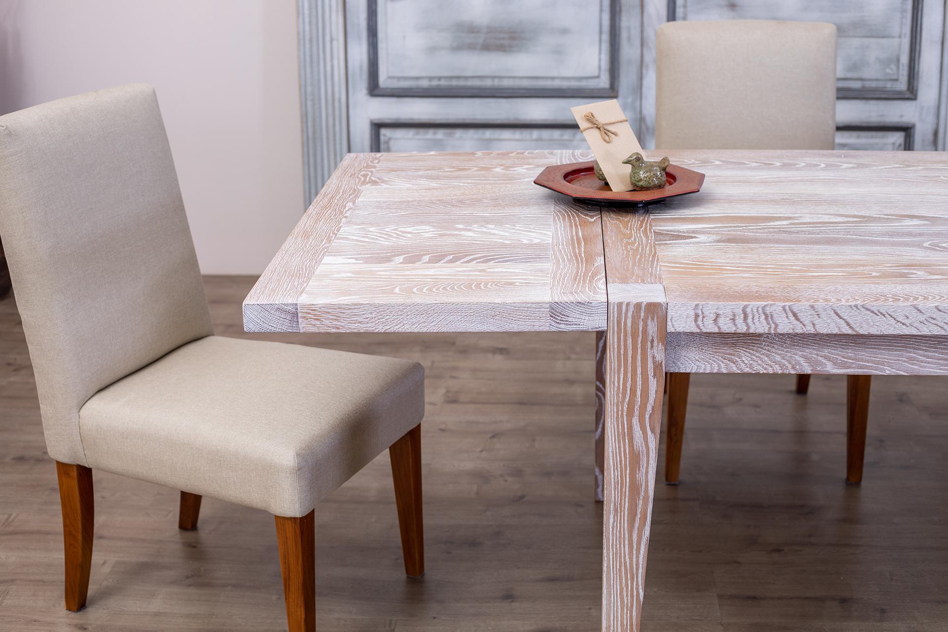 Massiver sandgestrahlter Sun Bleached Oak Mid Century Extension Dining Table im Zustand „Neu“ im Angebot in Buffalo, WY