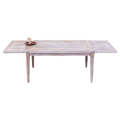 Solid Sandblasted Sun Bleached Oak Mid Century Extension Dining Table