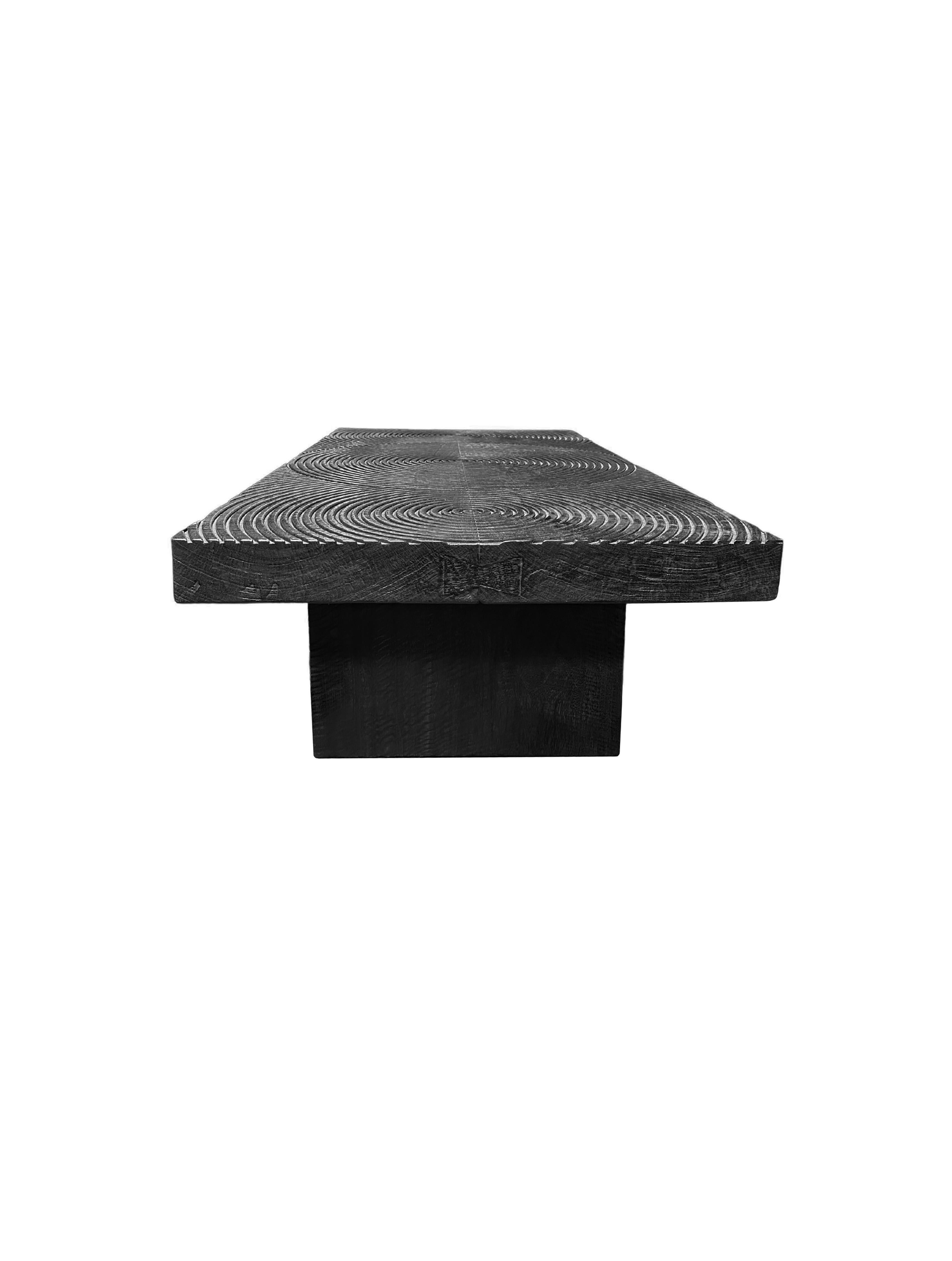 Solid Sculptural Mango Wood Table, Burnt Finish, Modern Organic For Sale 2