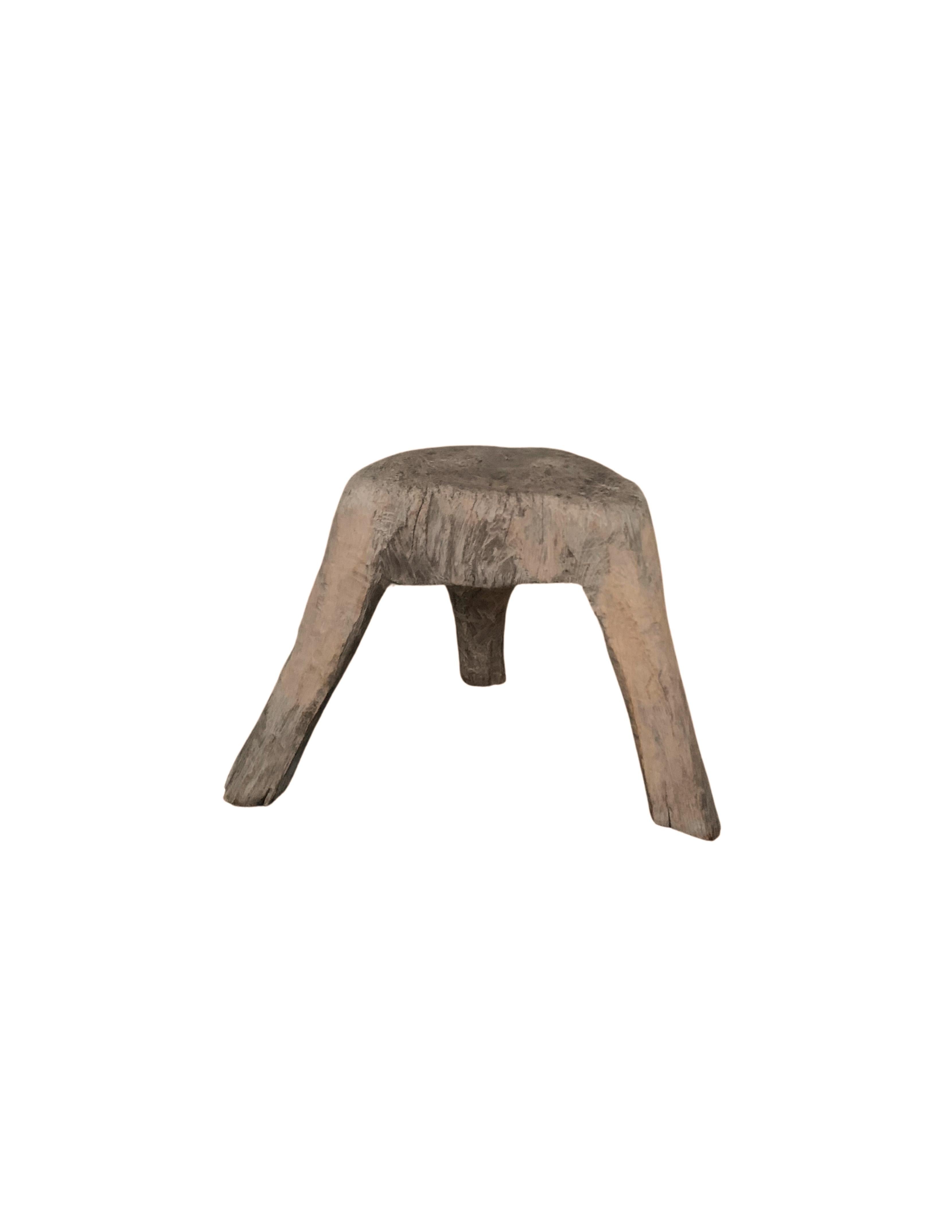 Hand-Crafted Solid Sculptural Organic Teak Stool Madura Island, Indonesia For Sale