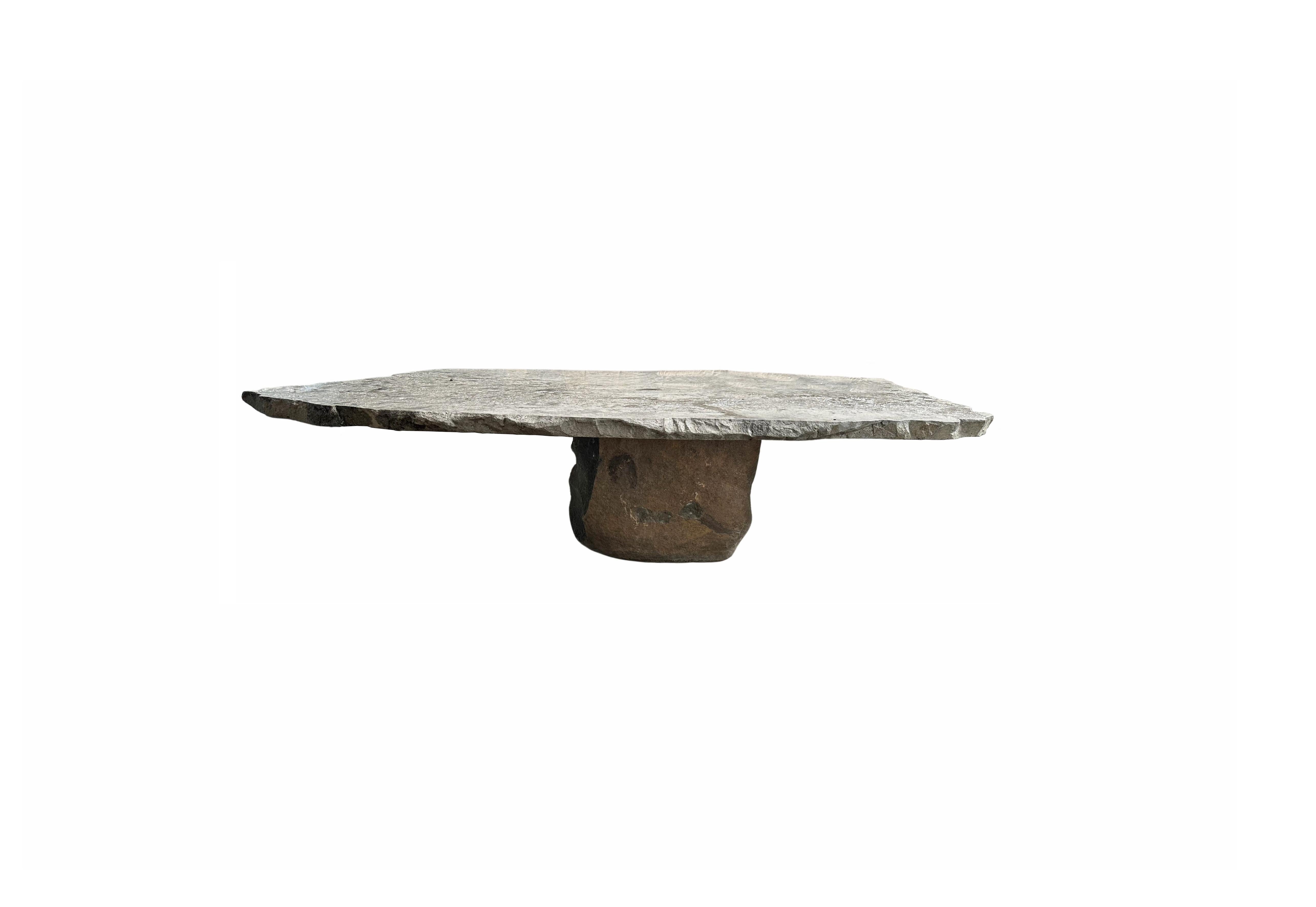 Organic Modern Solid Sculptural River Stone Table from Java, Indonesia, Modern Organic