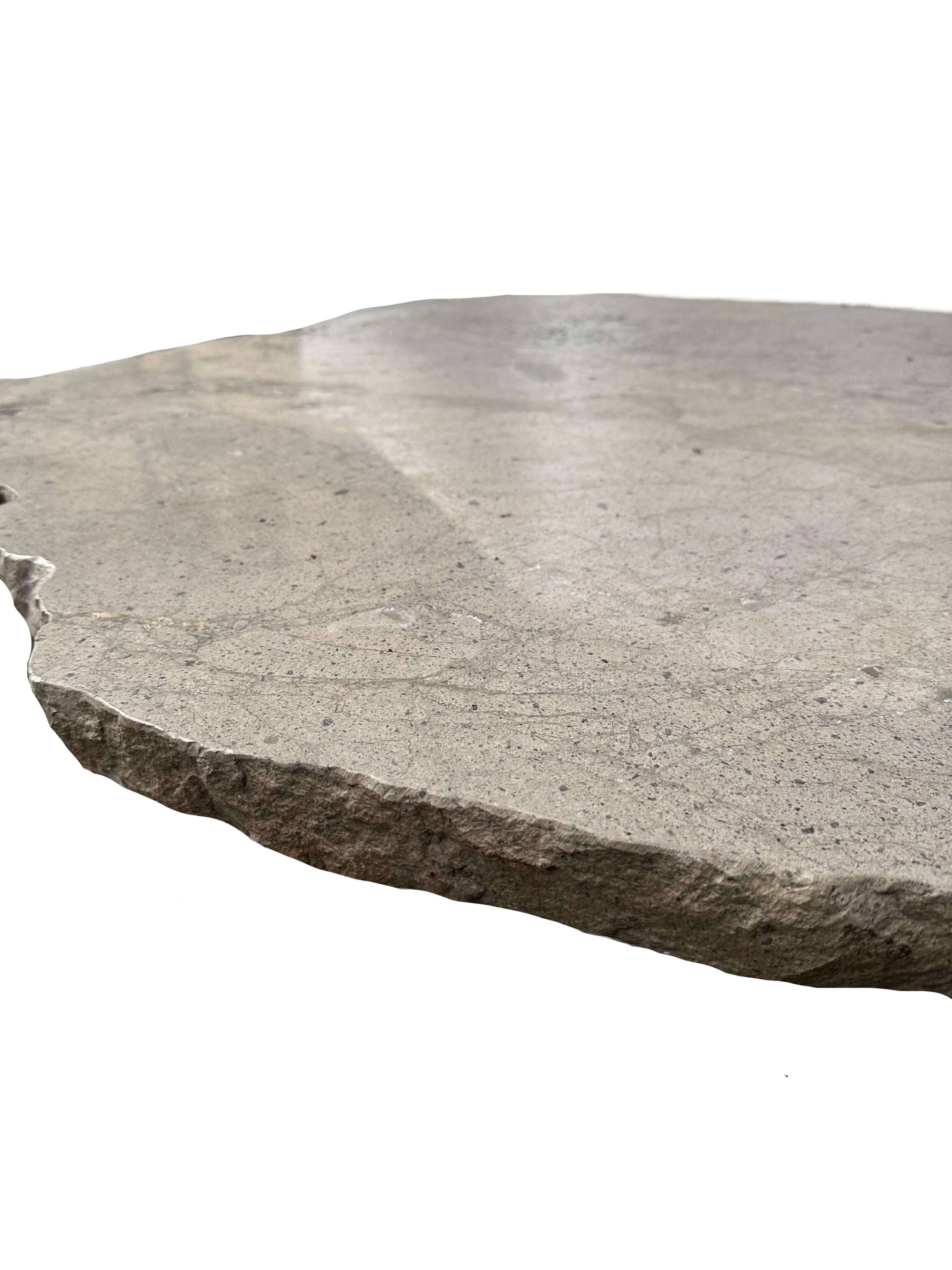 Indonesian Solid Sculptural River Stone Table from Java, Indonesia, Modern Organic