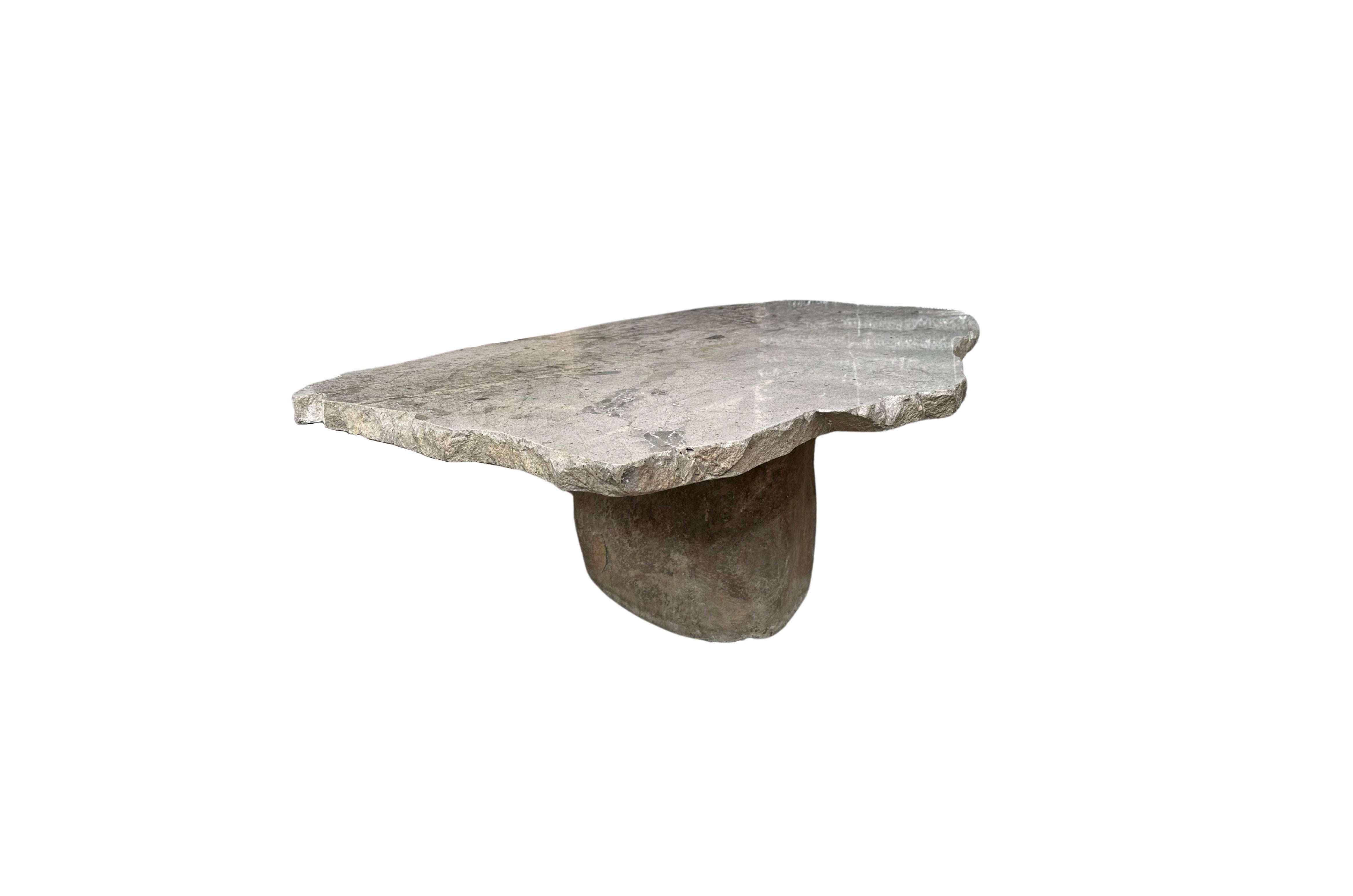 Contemporary Solid Sculptural River Stone Table from Java, Indonesia, Modern Organic