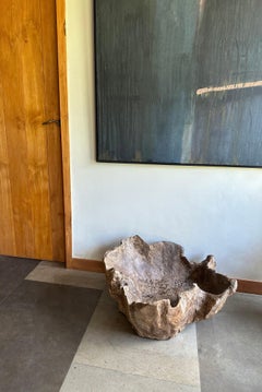 Skulpturale Schale aus massivem Teakholz mit abstrakter Form, modern organisch, Skulptur