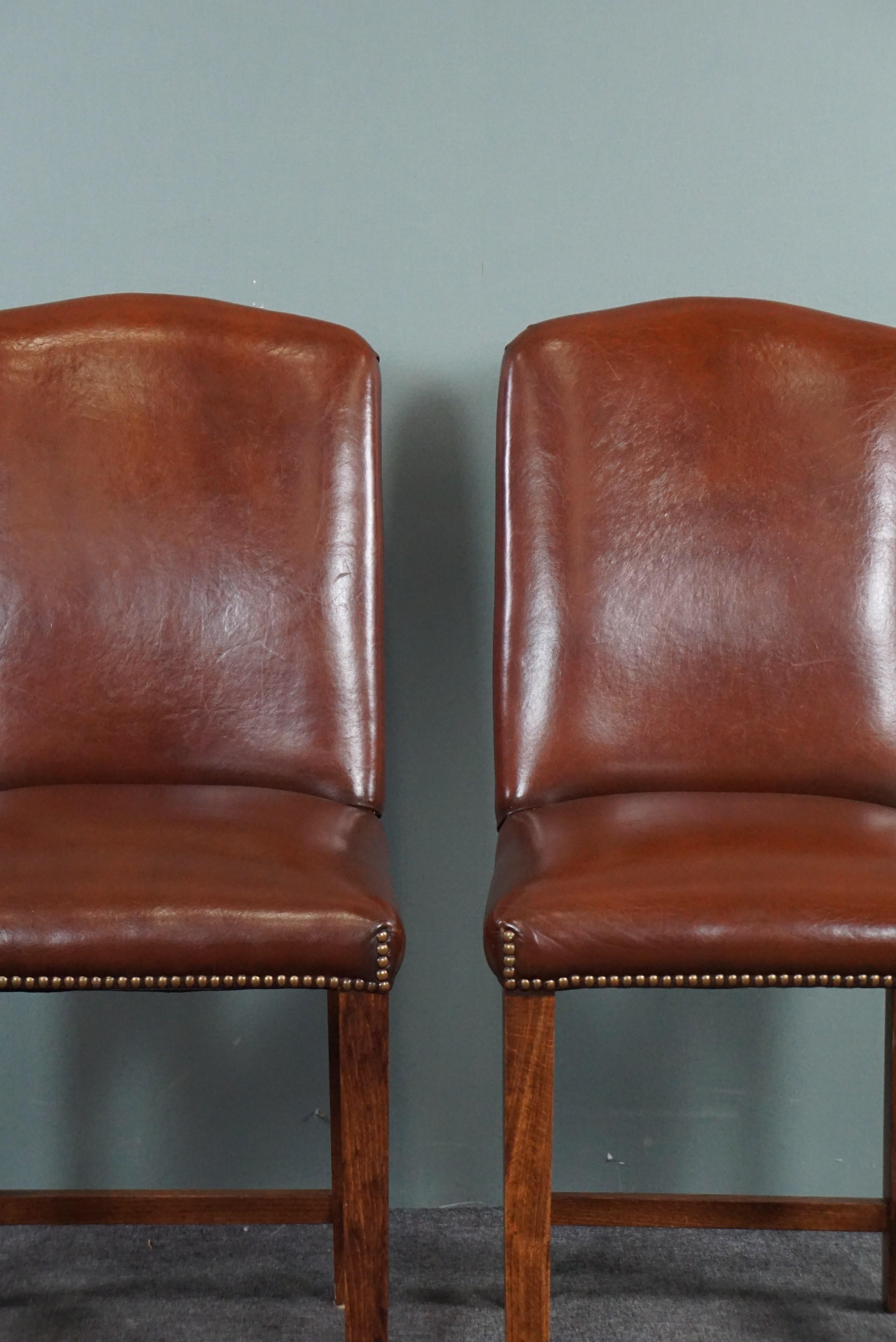 Solid set of 4 sheep leather dining room chairs For Sale 4