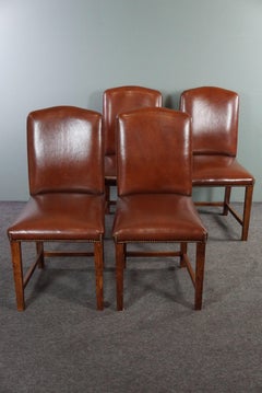 Solid set of 4 sheep leather dining room chairs