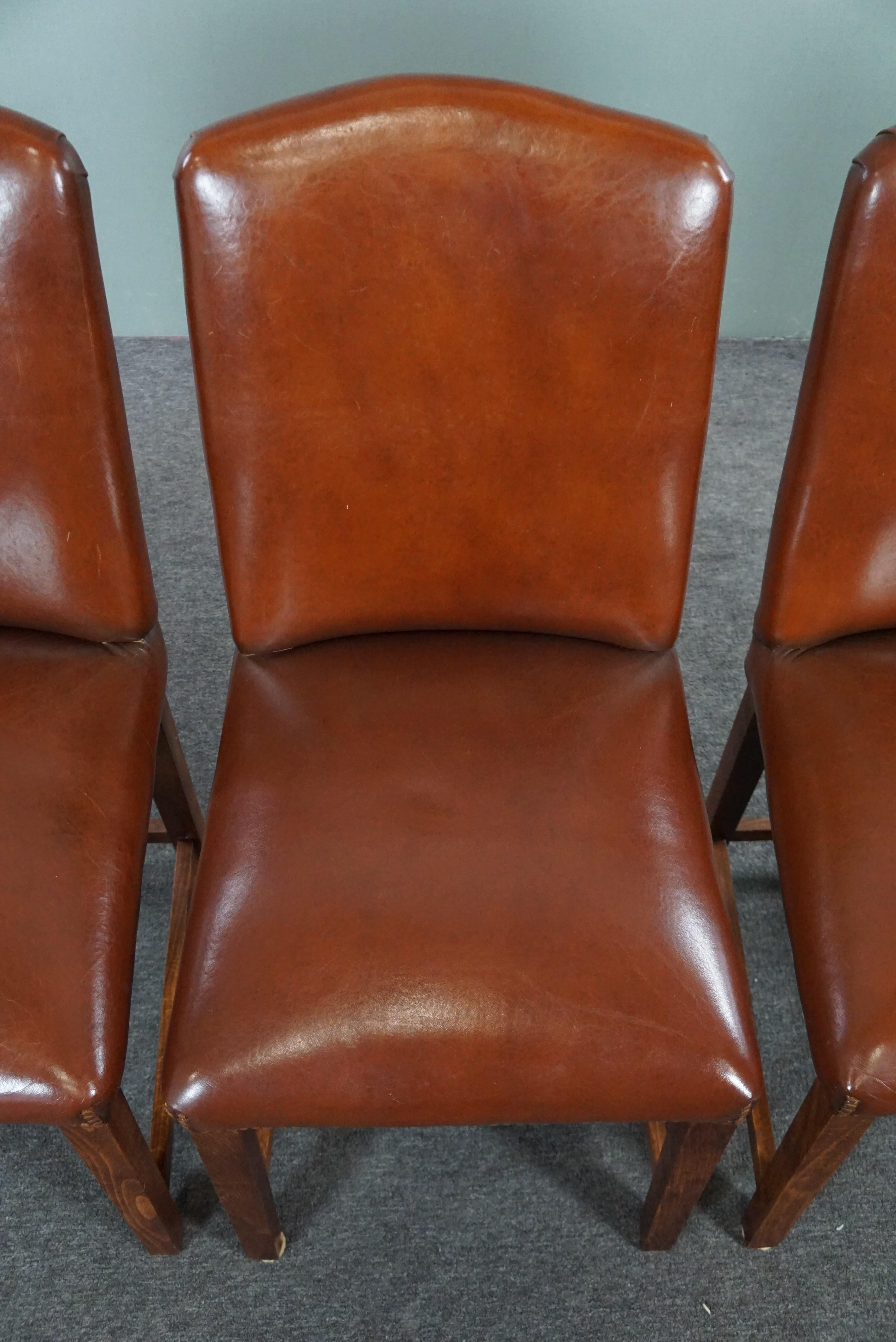 Solid set of 4 sheep leather dining room chairs For Sale 1