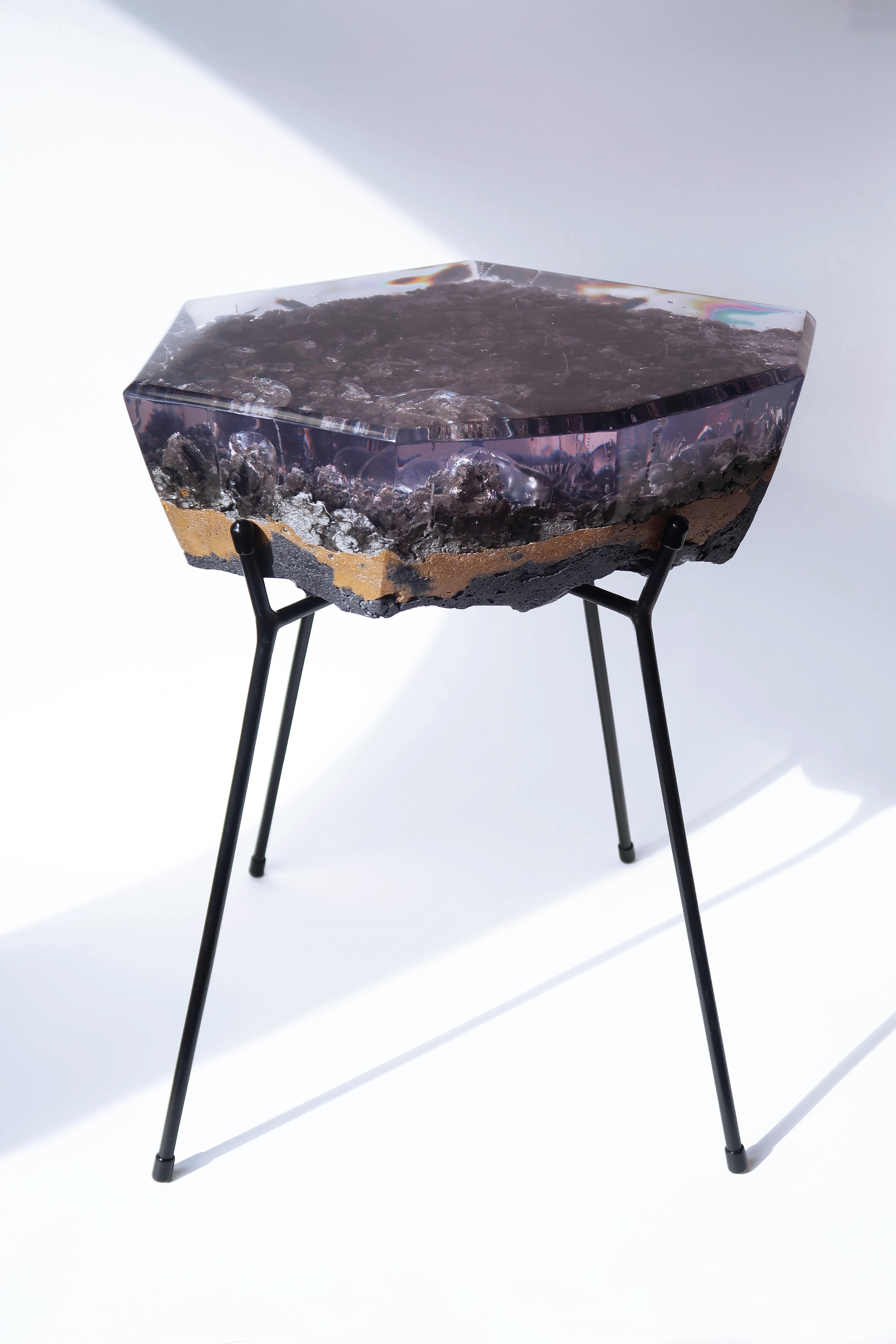 Contemporary Solid Side Table Handmade by Jule Cats