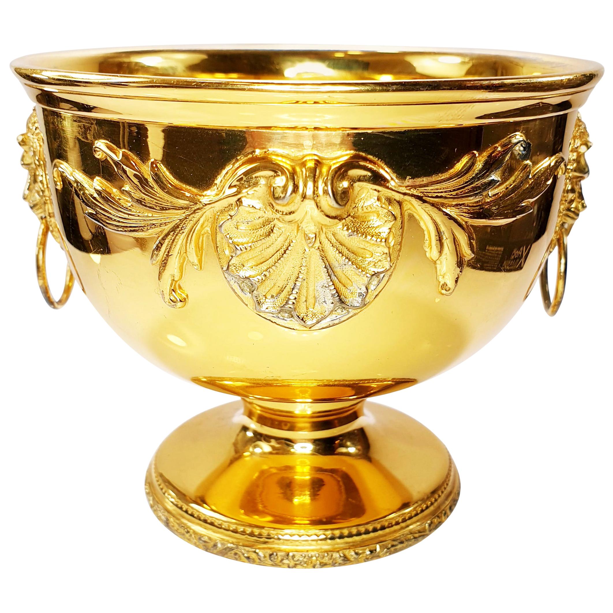 Solid Silver 18k Gold Plated Carrera y Carrera Calyx Cup Lion and Shell Ornament For Sale