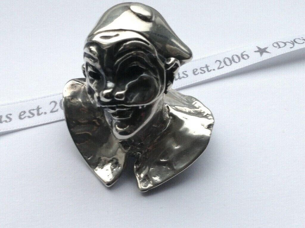 800 Solid Silver Vintage Miniature Italian Bust
Theatrical Masked bust Stamped  Arlecchino.  
Hollow

