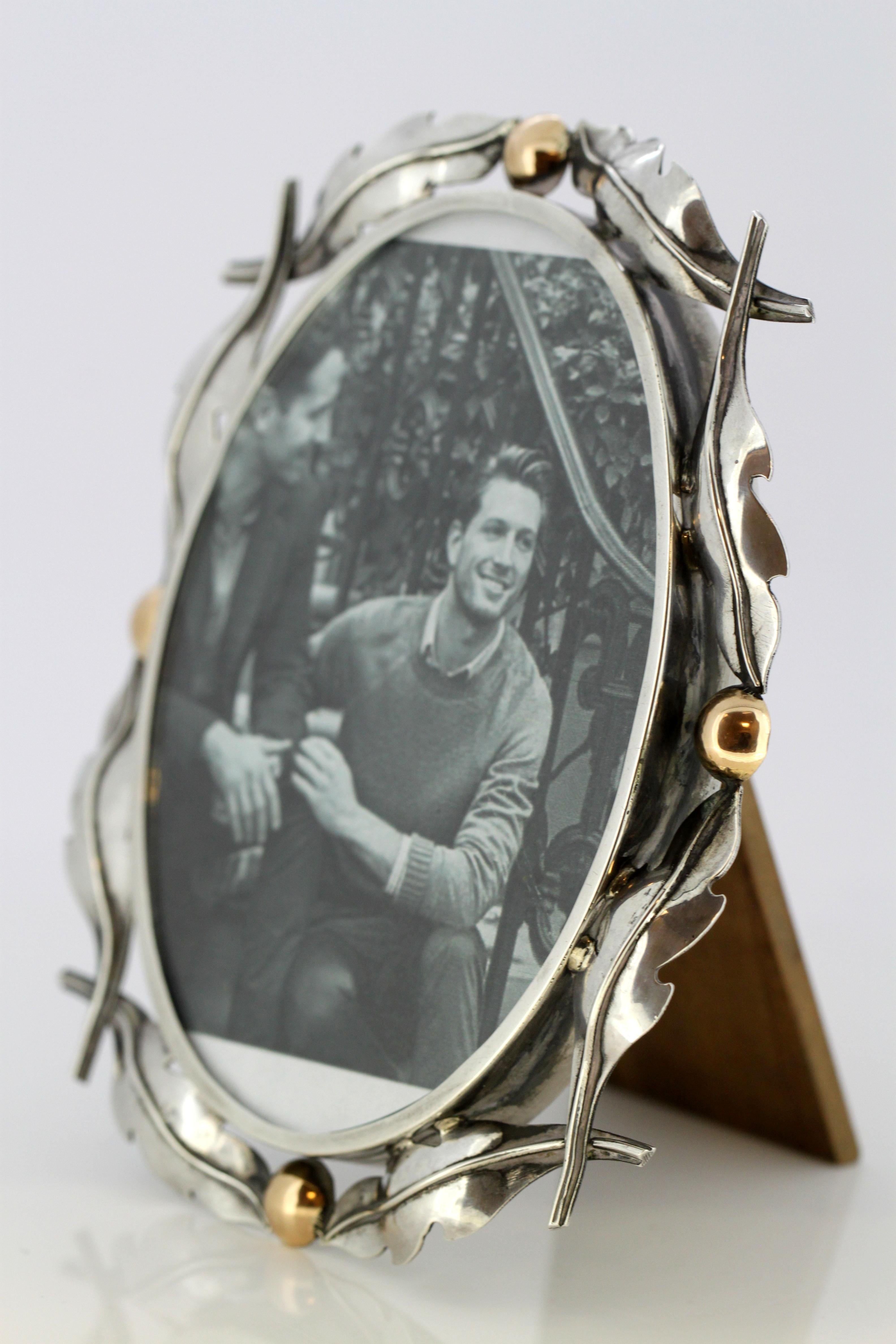 Solid Silver and 14-Karat Gold Picture Frame, Europe, circa 1920s-1930s 1