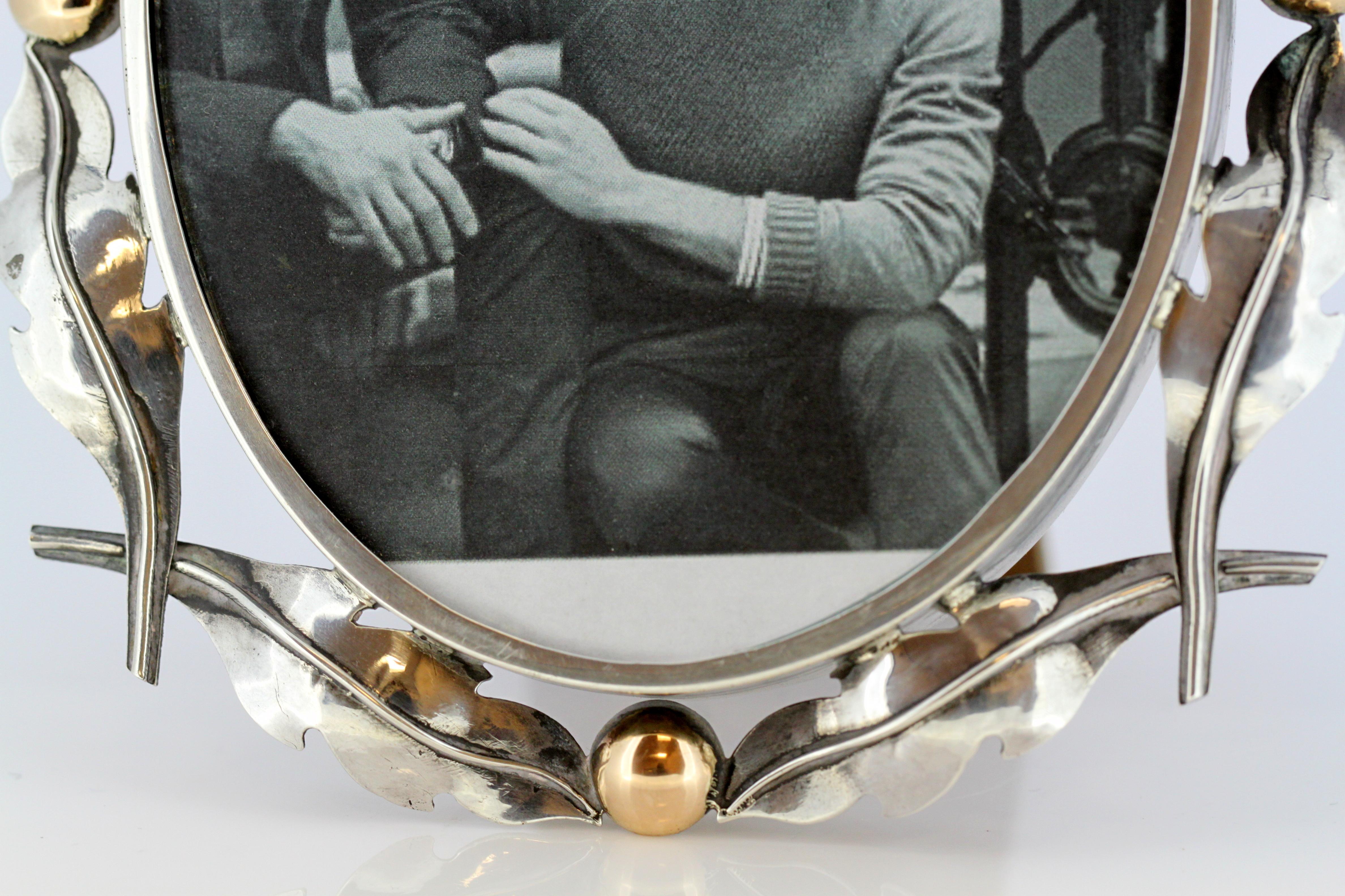 Solid Silver and 14-Karat Gold Picture Frame, Europe, circa 1920s-1930s 2