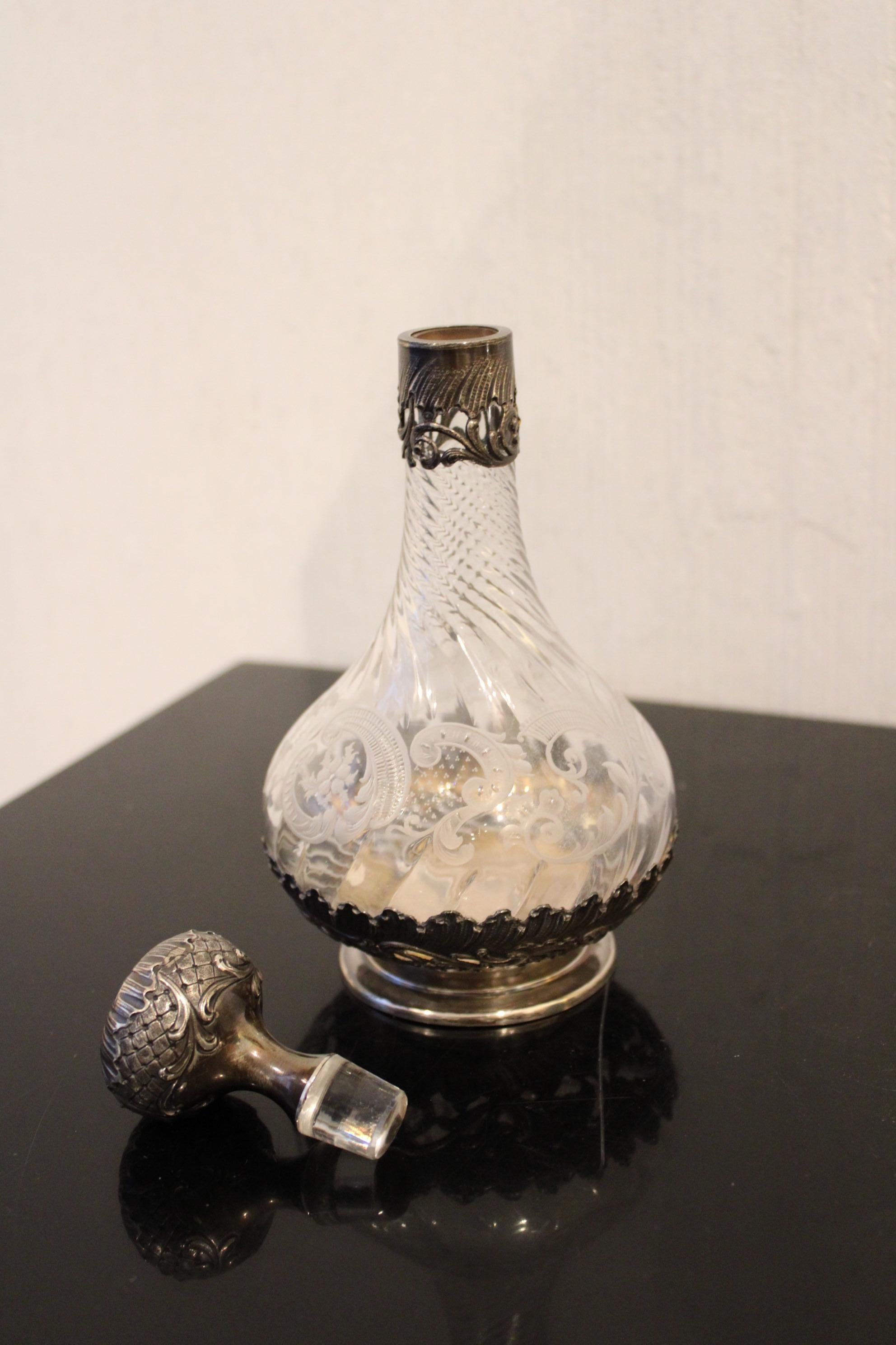 Solid Silver and Crystal Carafe, 19th Century For Sale 3