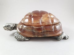 Solid Silver and Onyx Turtle Box