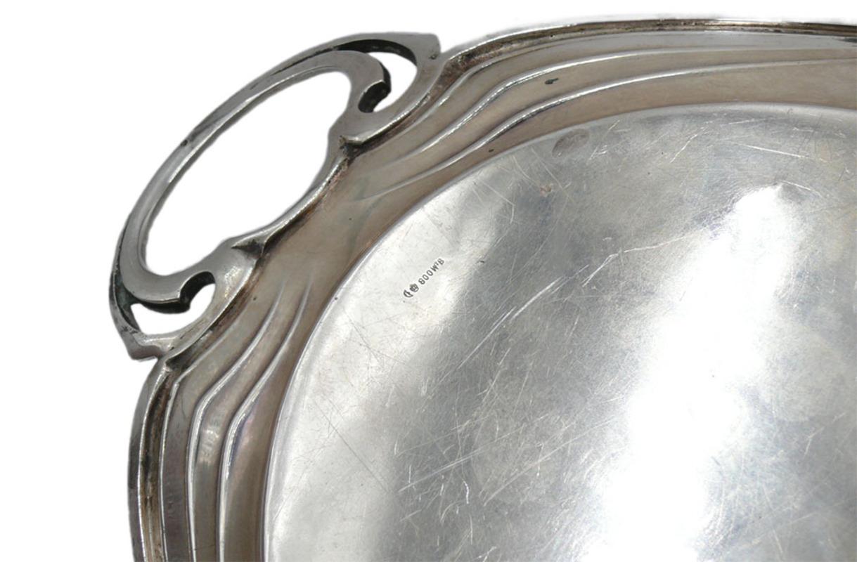 Early 20th Century Solid silver Art Nouveau tray