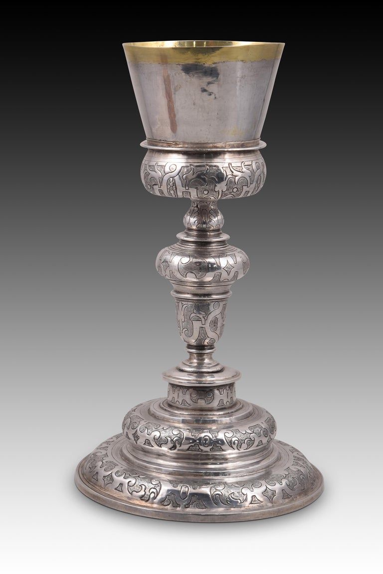 Baroque Solid silver chalice. Spain, 17th century For Sale