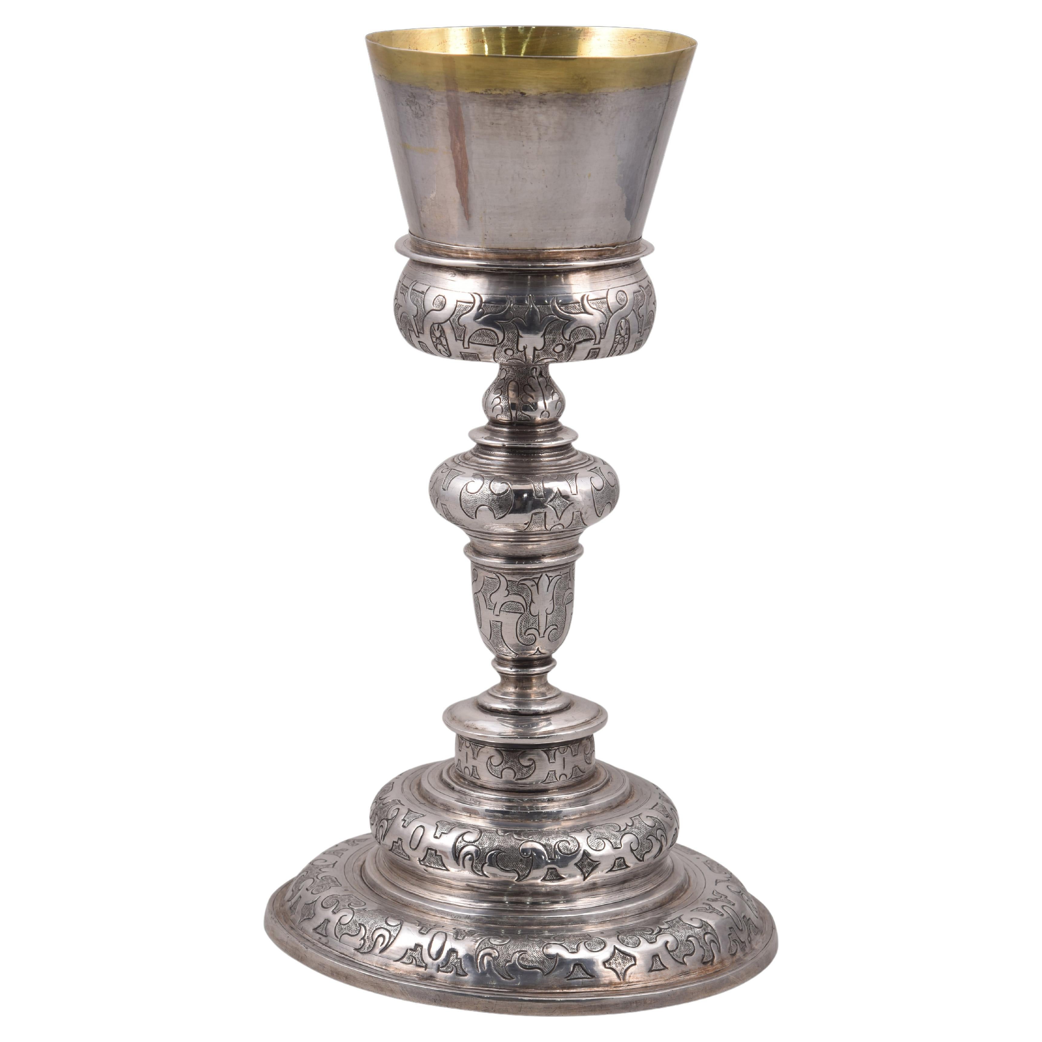 Solid silver chalice. Spain, 17th century