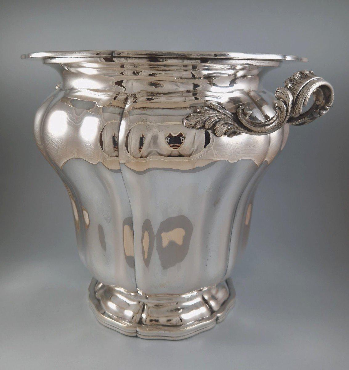 Solid Silver Champagne Ice Bucket In Excellent Condition For Sale In Saint-Ouen, FR