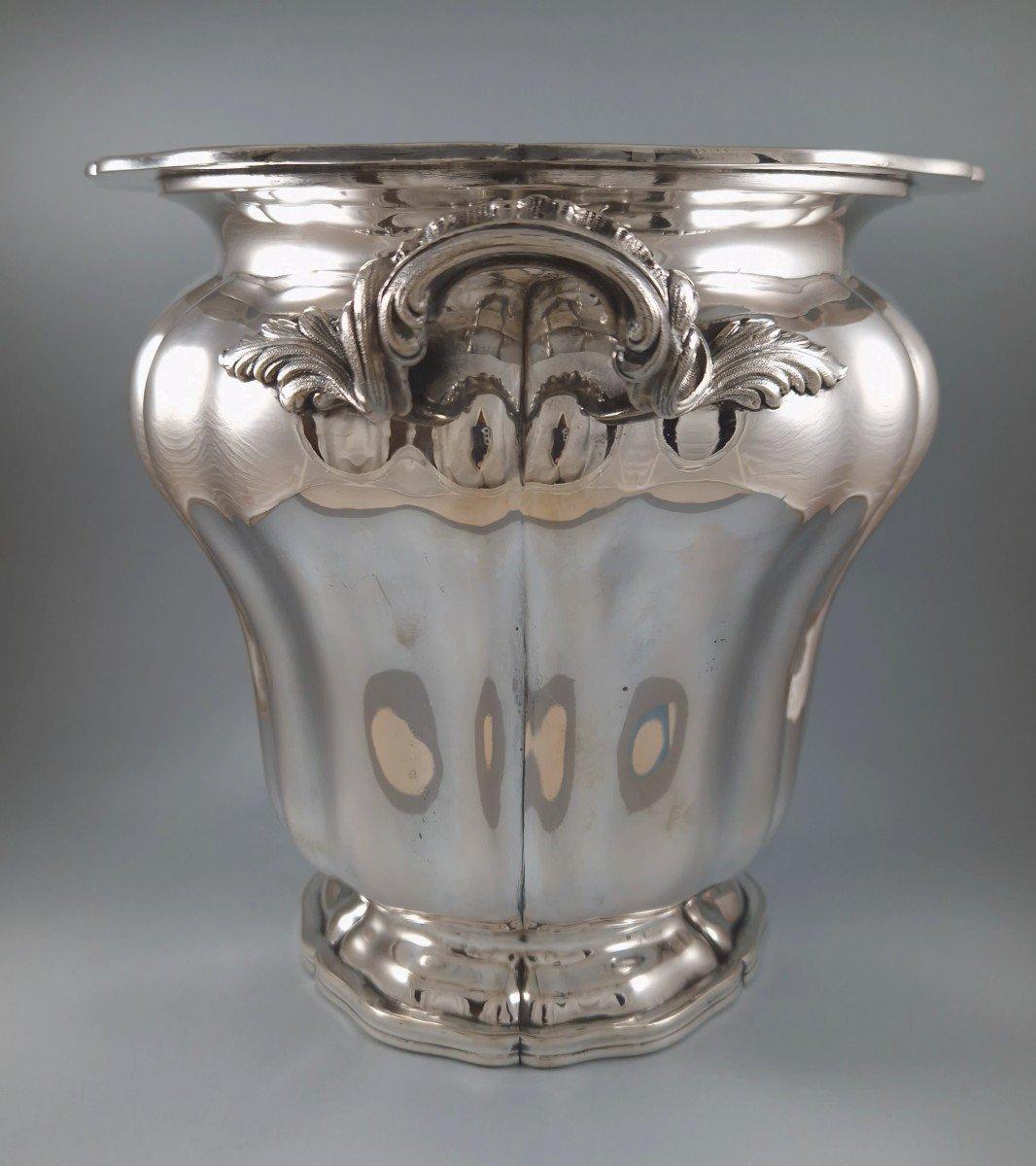 Champagner-Eiskübel aus massivem Silber (Mitte des 20. Jahrhunderts) im Angebot