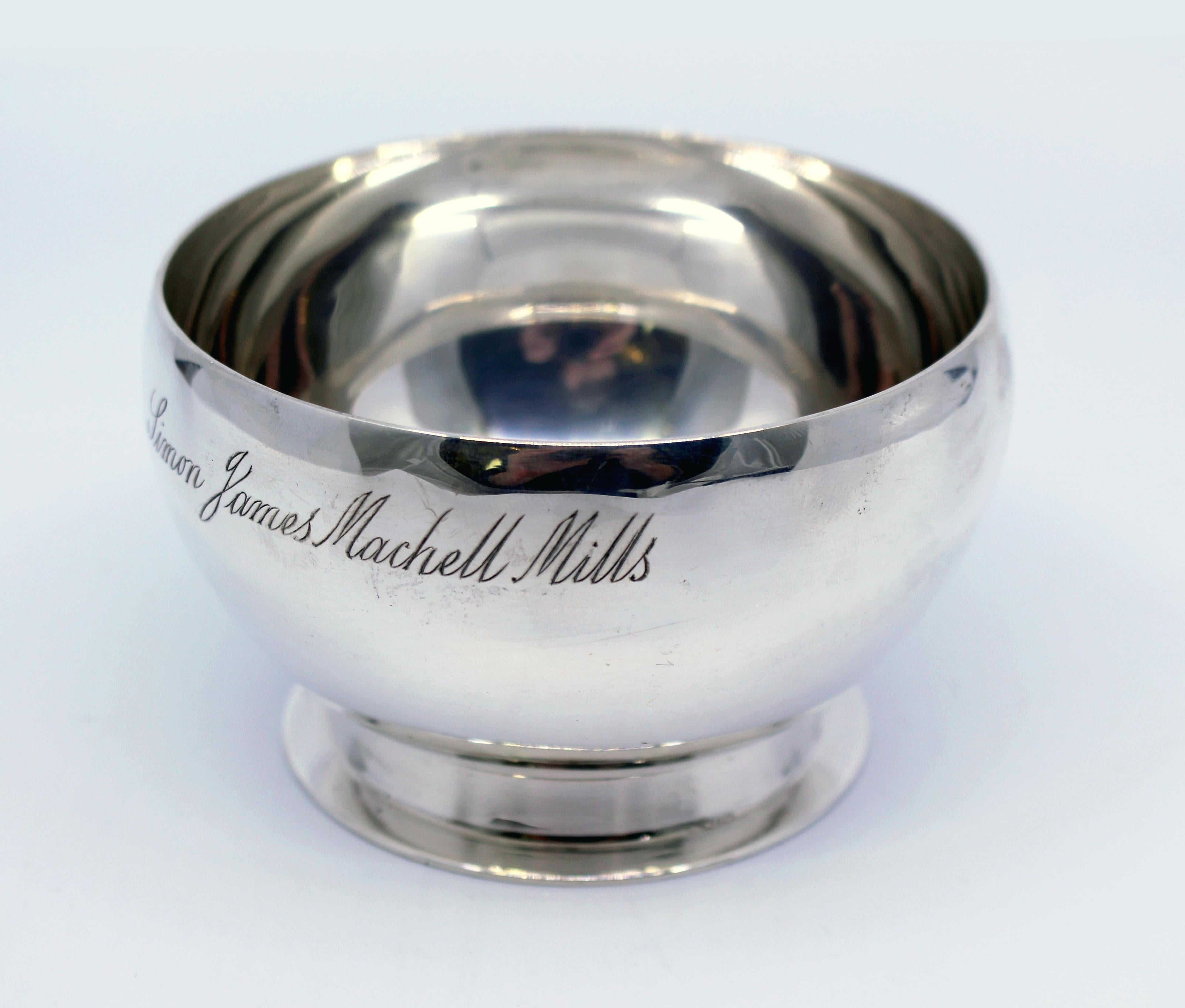English Solid Silver Christening Bowl by Harrods, London, 1939 For Sale