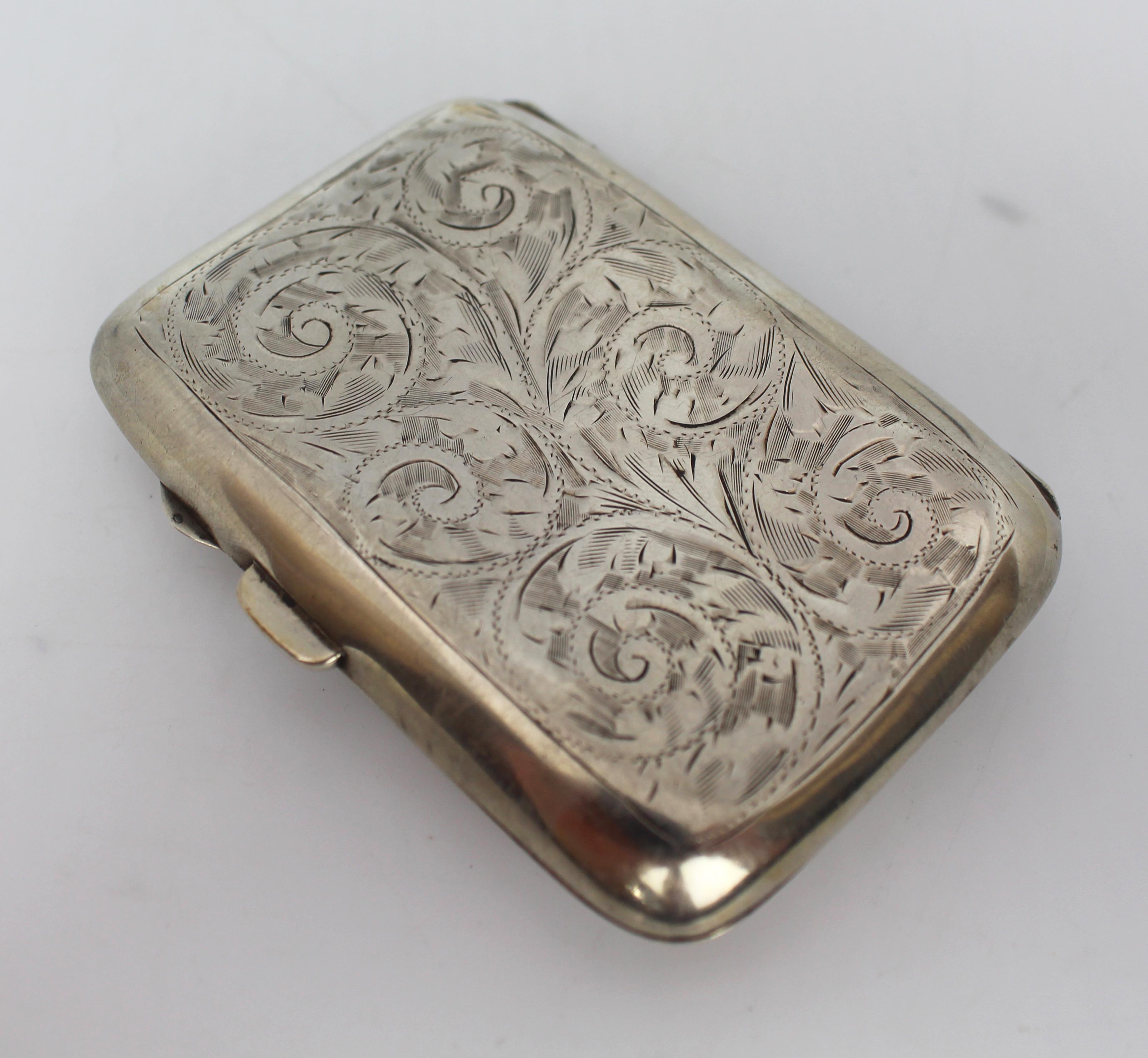 British Solid Silver Cigarette Case by Samuel M Levi