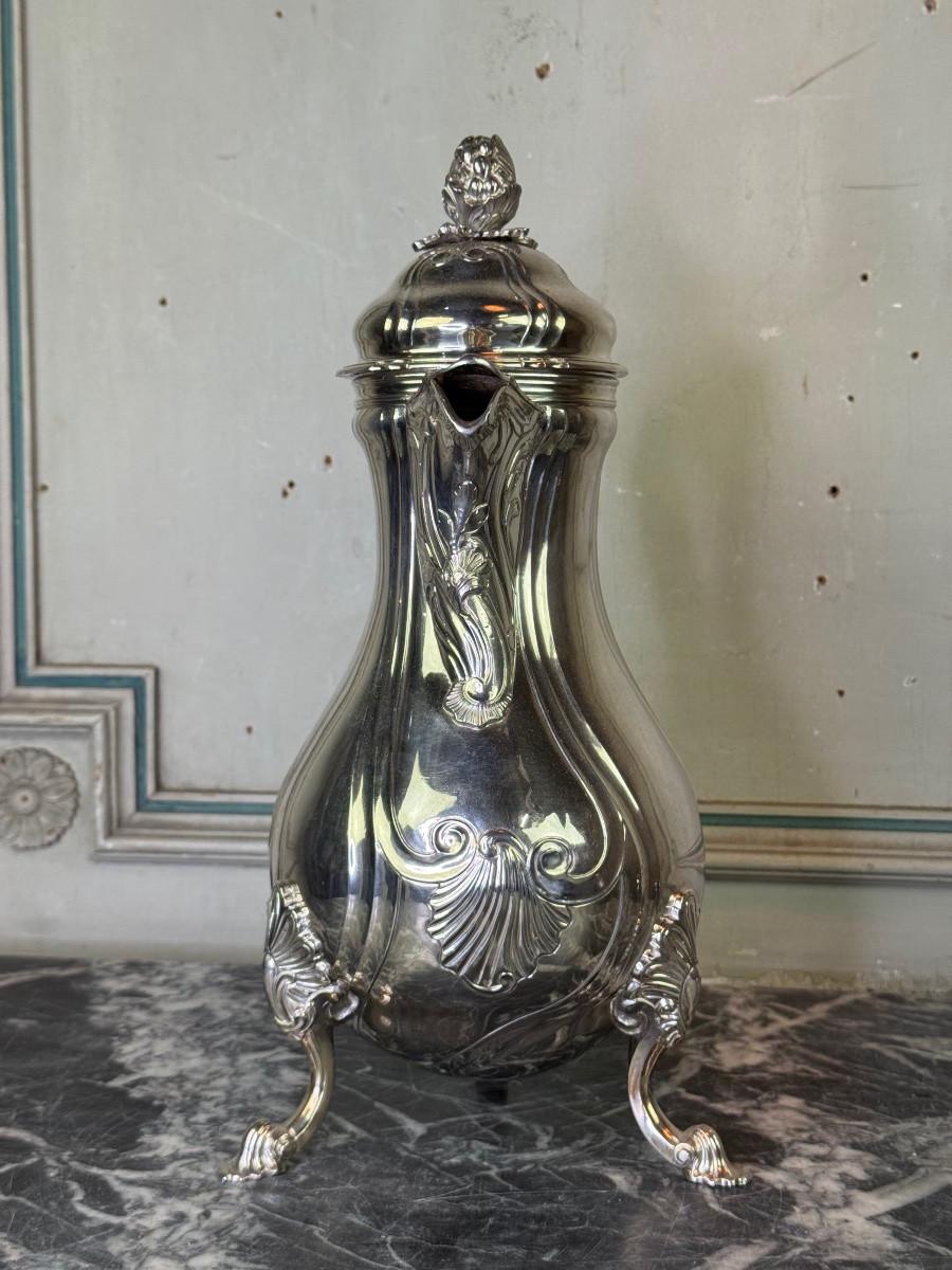 Moderno Solid Silver Coffee Pot, Hallmarked in Ath for the Year 1770, Nicolas Delporte in vendita