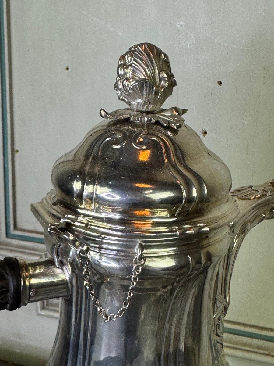 Argento Solid Silver Coffee Pot, Hallmarked in Ath for the Year 1770, Nicolas Delporte in vendita
