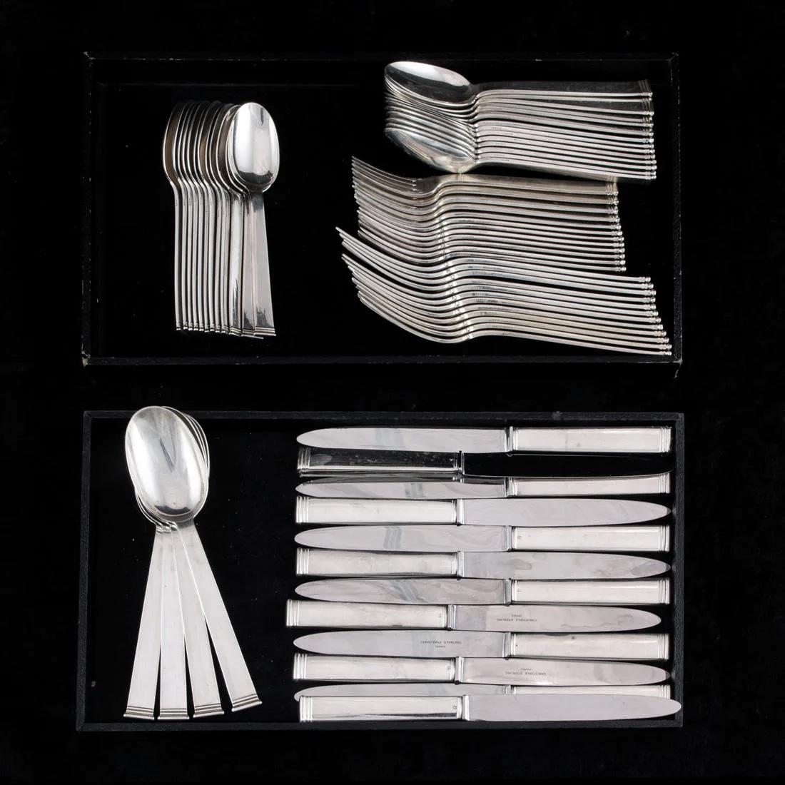 Art Déco Set di posate Commodore in argento massiccio, Cardeilhac di Christofle in vendita