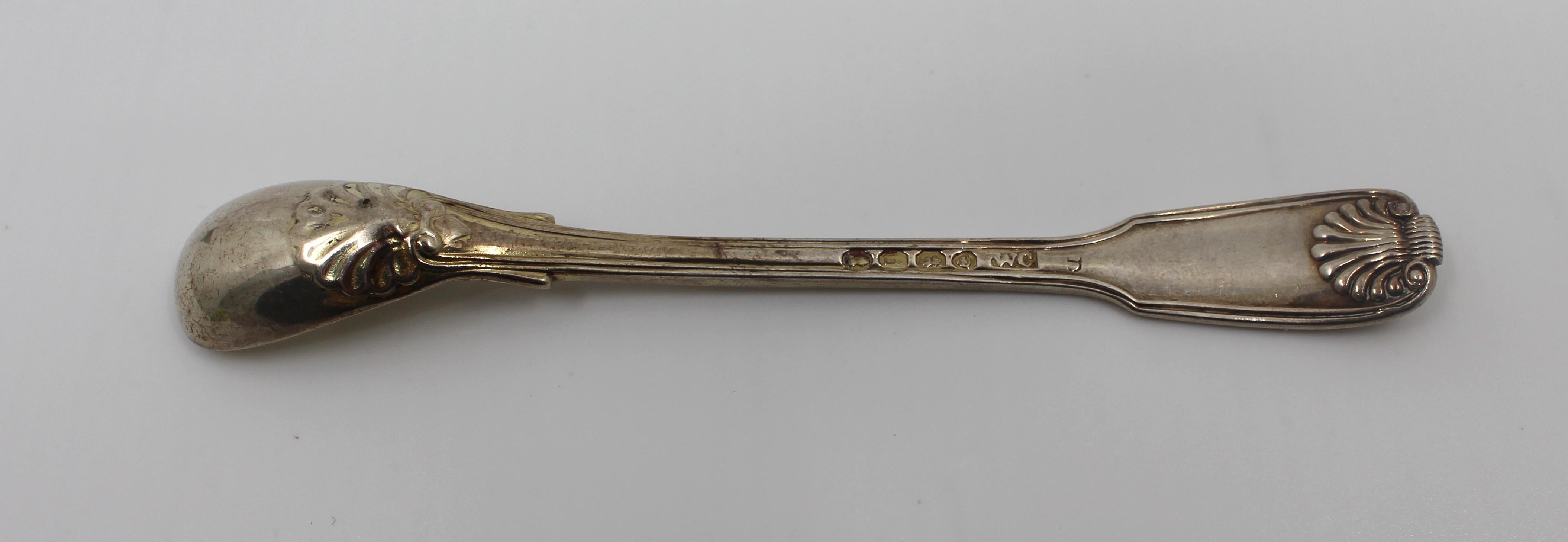 Solid Silver Crested Mustard Spoon by William Chawner London 1824 For Sale 1
