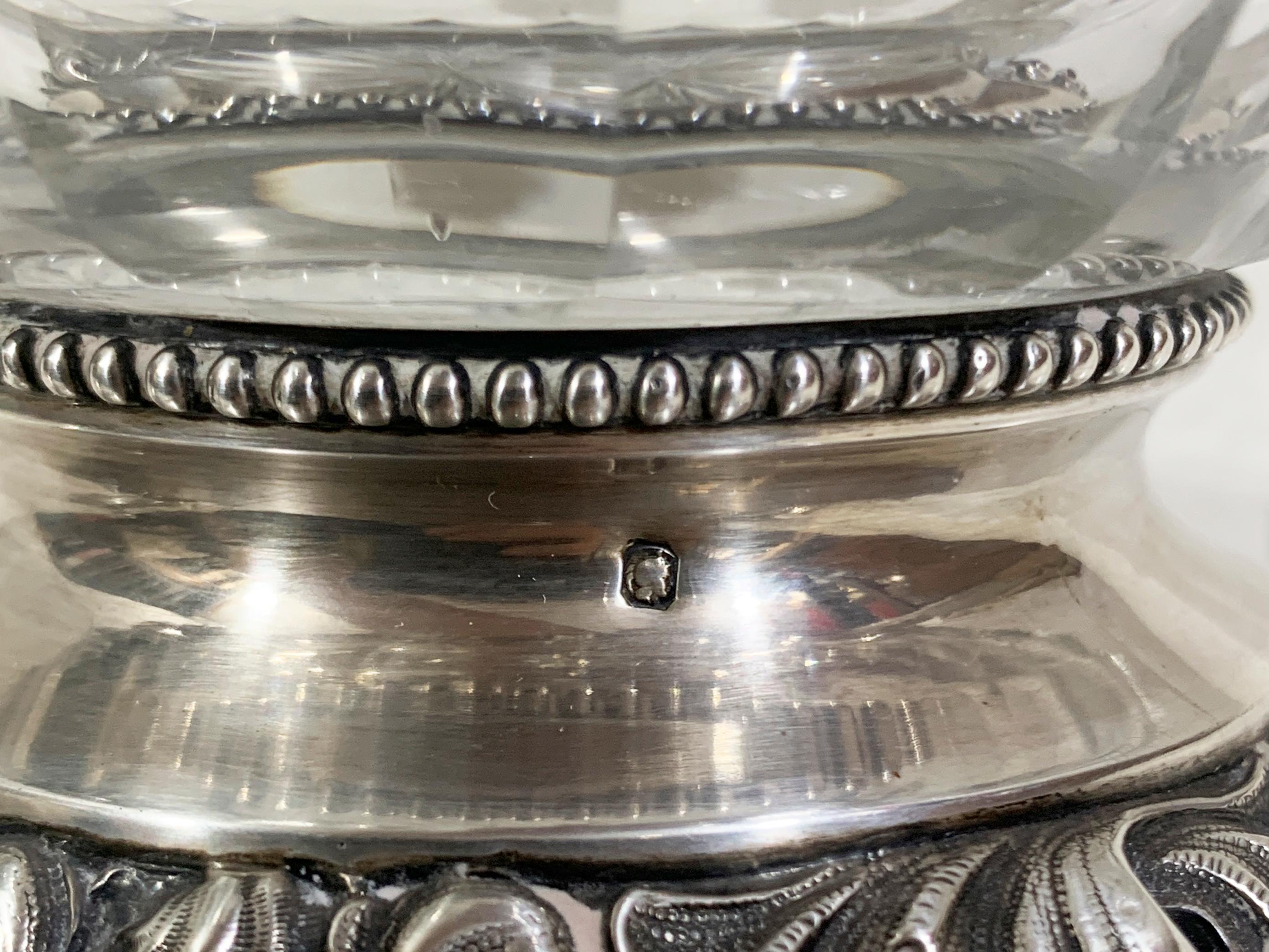 Argent sterling Coupe en argent massif et cristal avec anses, poinçon Minerva 1, Paris 1838 - 1919 en vente