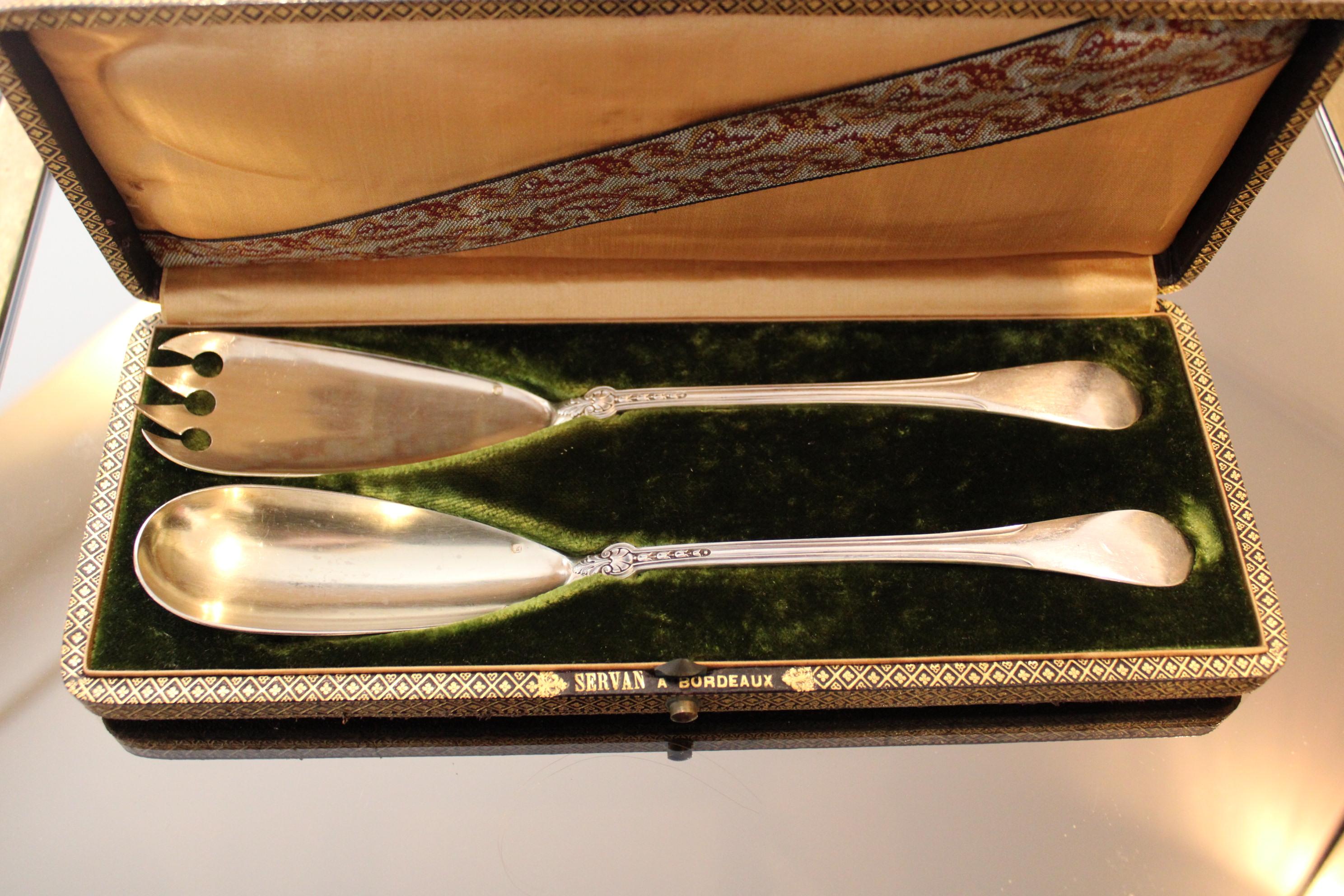 French Solid Silver Cutlery in a Box, 19th Century For Sale