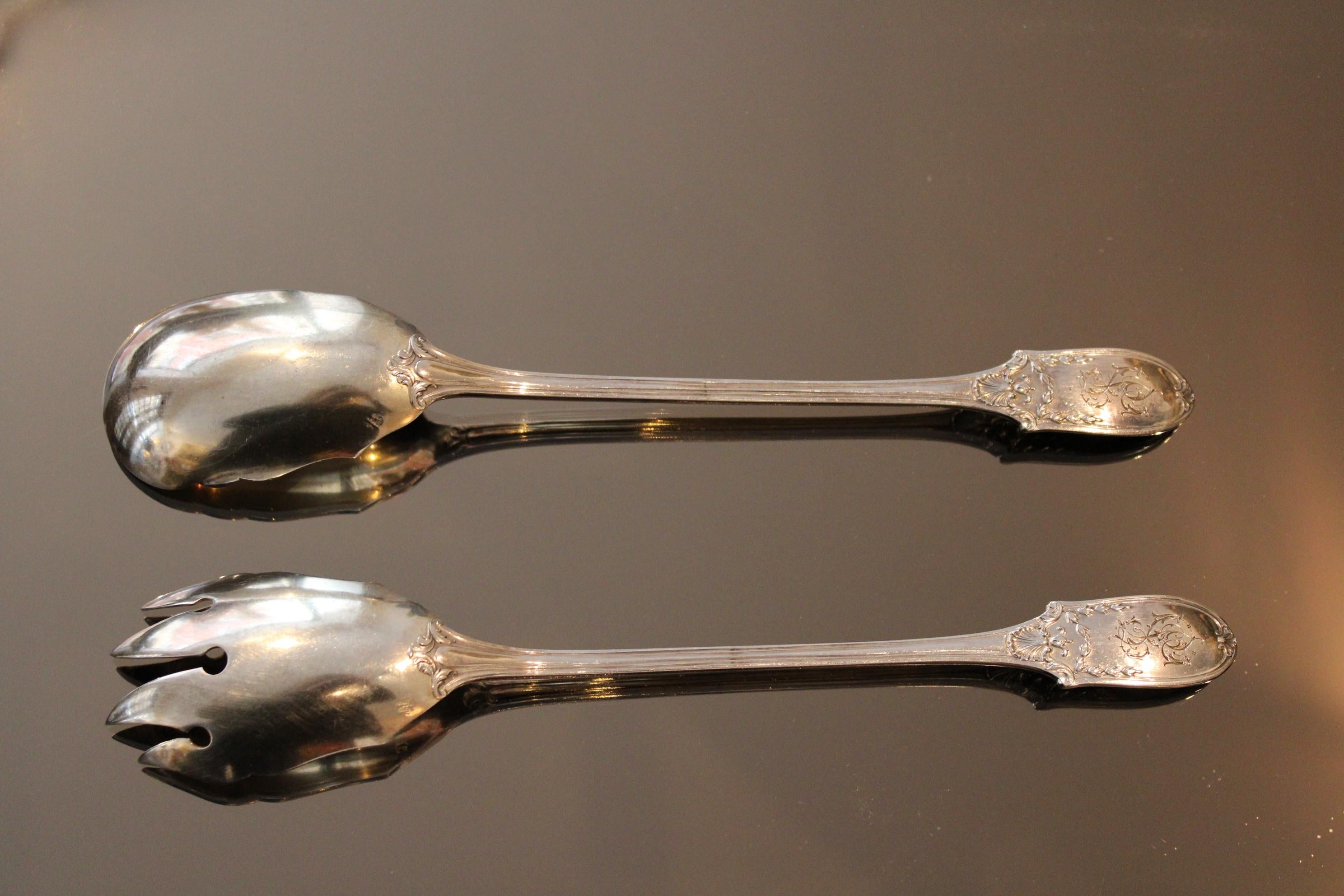 Solid Silver Cutlery in Their Box, 19th Century  For Sale 2