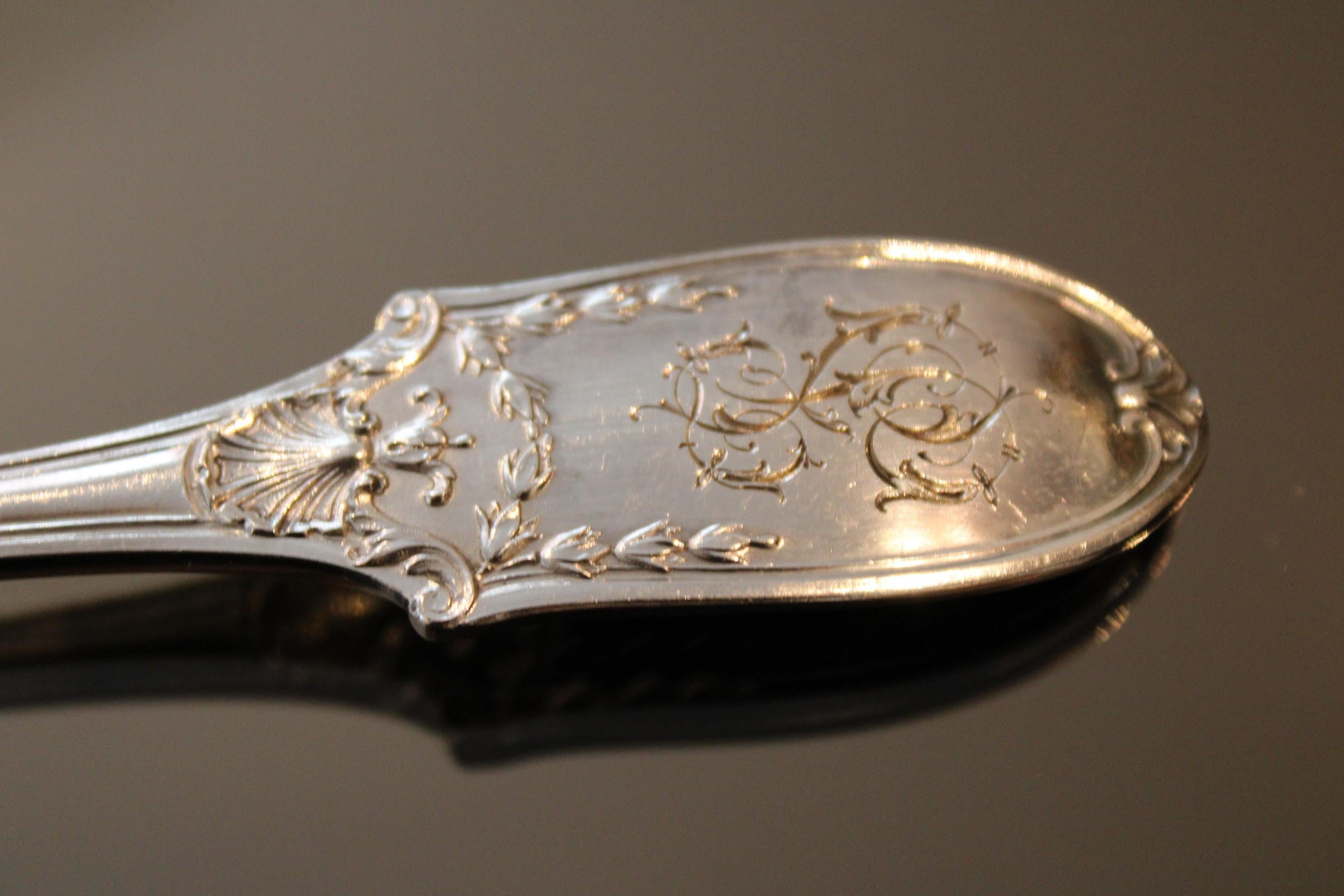 Solid Silver Cutlery in Their Box, 19th Century  For Sale 3