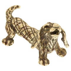 Solid Silver Dachshund Figurine Vintage 1970s Made in Italy