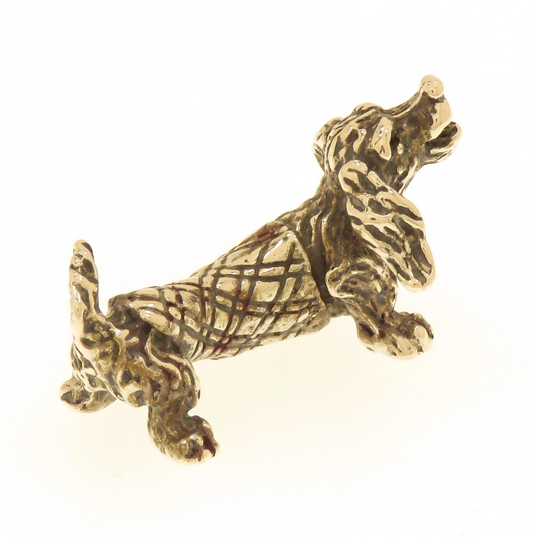 Retro Solid Silver Dachshund Figurine Vintage 1970s Made in Italy For Sale