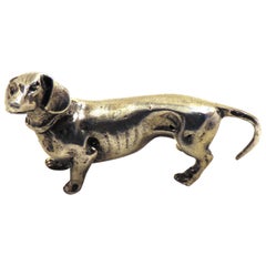 Solid Silver Dachshund Figurine Vintage 1970s Made in Italy