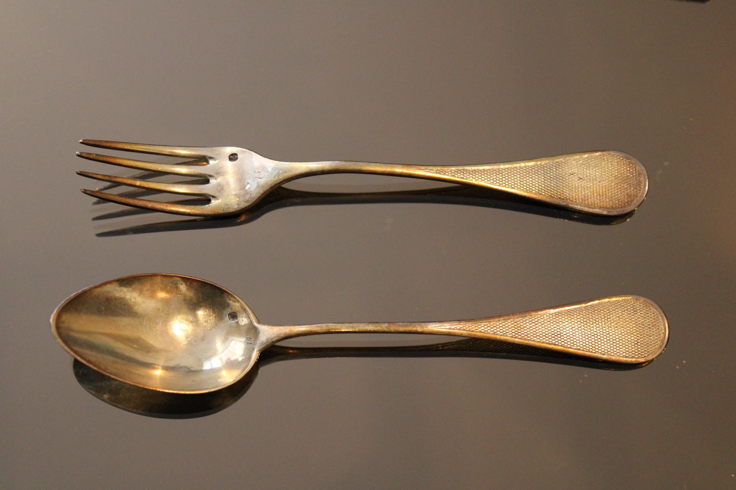 Solid Silver Dessert Cutlery in Their Box, 19th Century For Sale 3